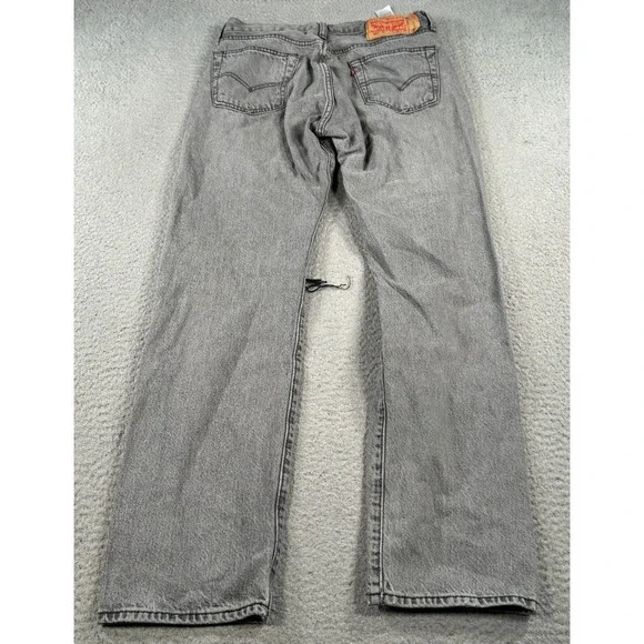 Levi's 501 '93 Jeans Men's 30x28 Gray Denim Straight Faded Distressed Button Fly - Picture 2 of 12